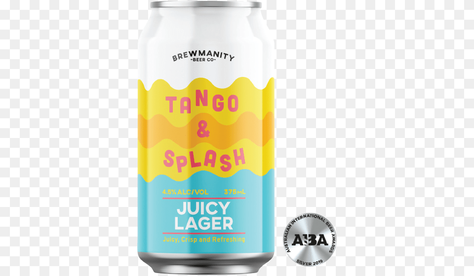 Brewmanity Tango Amp Splash Juicy Lager Caffeinated Drink, Alcohol, Beer, Beverage, Tin Png Image