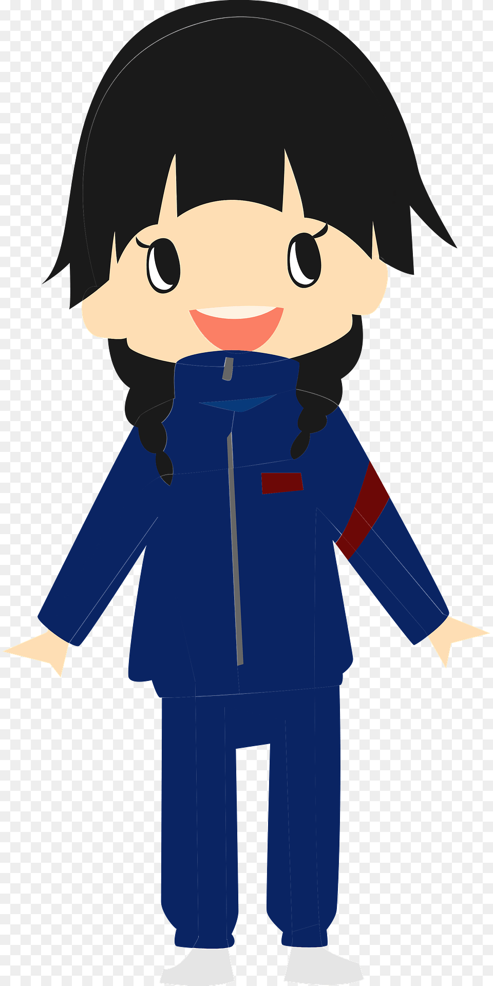 Brianna Schoolgirl Is Wearing A Track Suit Clipart, Clothing, Coat, Baby, Person Png Image