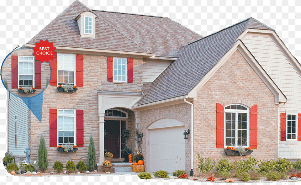 Brick House With Red Shutters Red Shutters On Brick House, Architecture, Building, Housing, Neighborhood Free Png Download