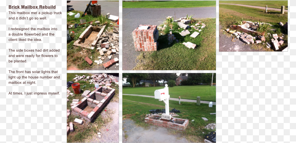 Brick Mailbox Rebuild This Mailbox Met A Pickup Truck Letter Box, Art, Collage, Grass, Plant Png