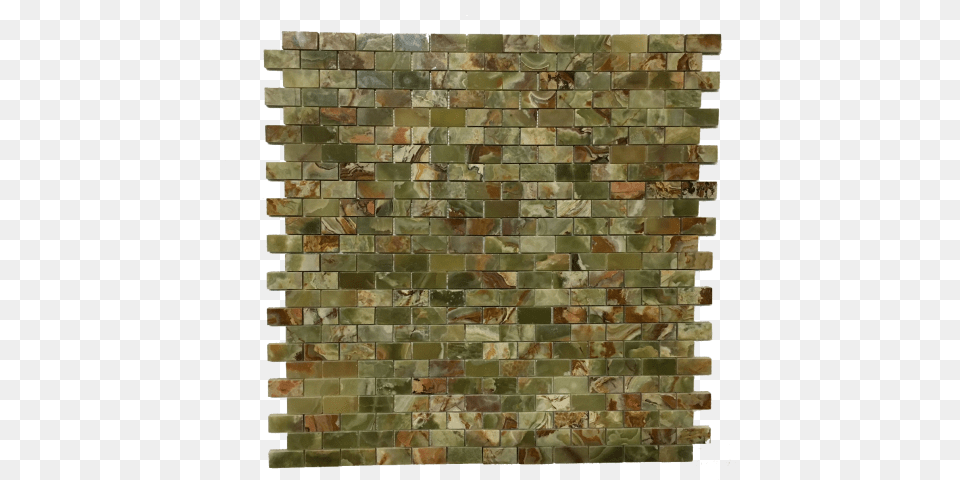 Brick Pattern Multi Green Onyx Polished Mesh Mounted Mosaic, Architecture, Building, Wall, Slate Free Png