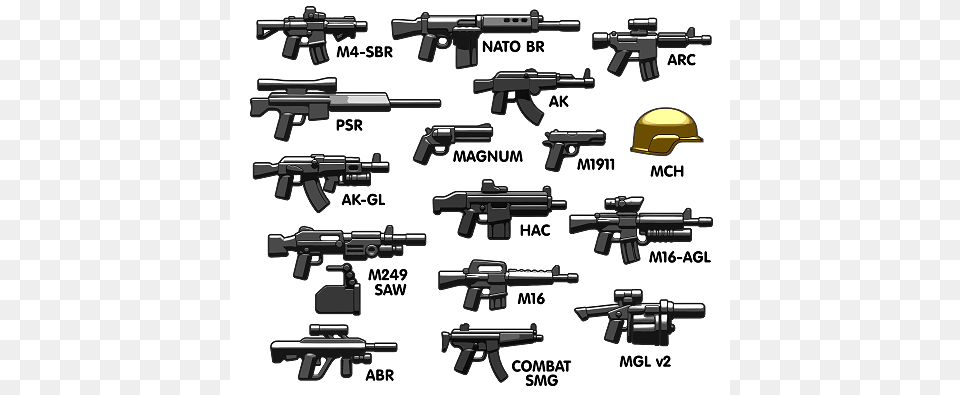 Brickarms Modern Combat V6 Assault Weapons Pack, Firearm, Gun, Handgun, Rifle Png Image