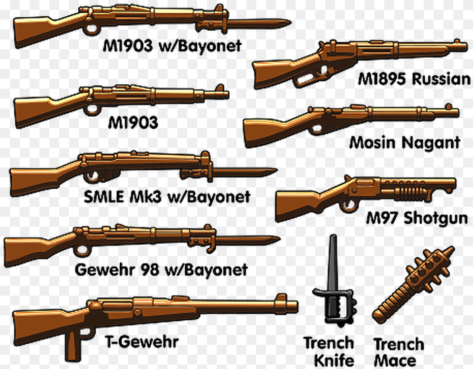 Brickarms Ww1 Trench Pack Ww1 Weapons, Firearm, Gun, Rifle, Weapon Png Image