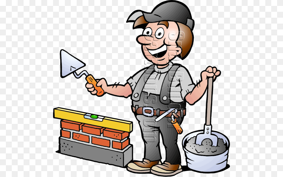 Bricklayer With Mason Tools Masonry Clipart, Baby, Person, Cleaning, Face Png