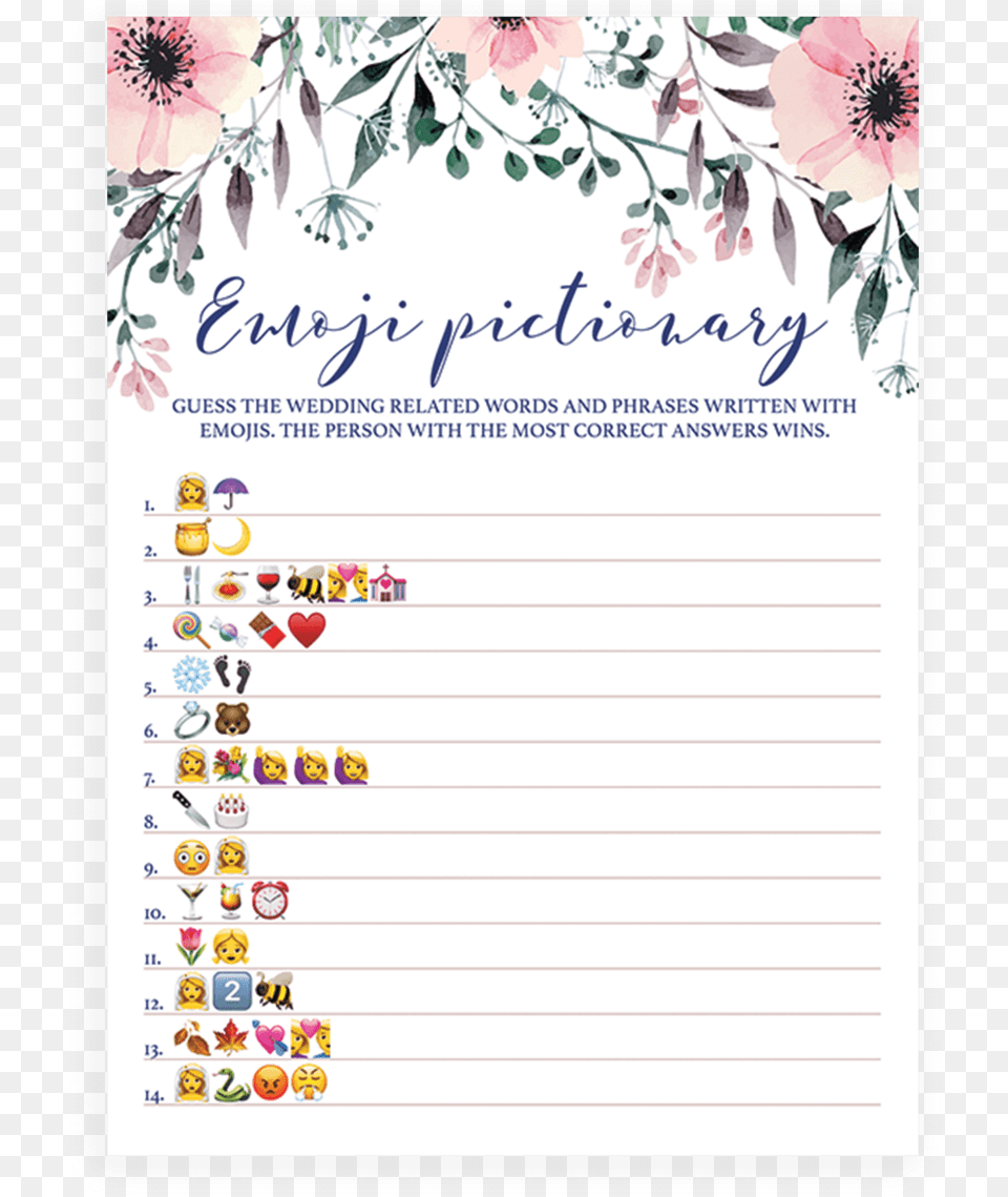 Bridal Emoji Pictionary Easy, Page, Text Png Image