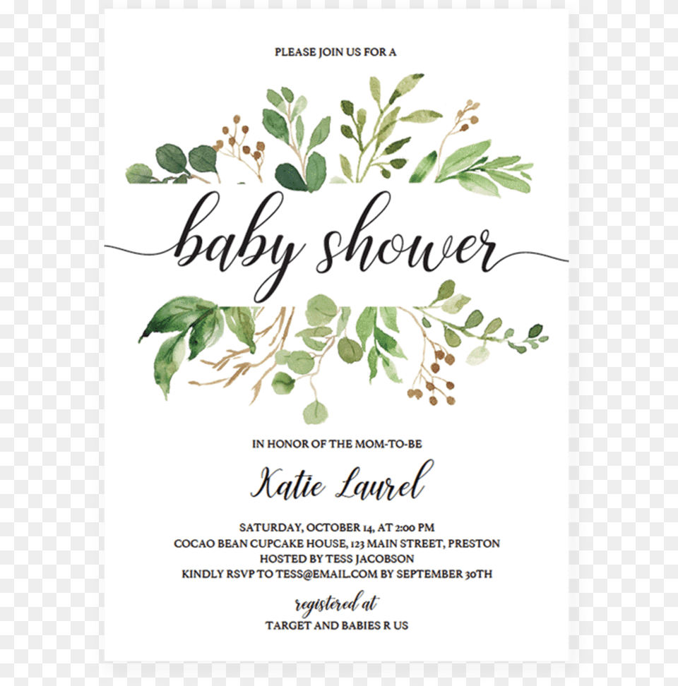 Bridal Shower Invitations Greenery, Advertisement, Herbal, Herbs, Plant Png