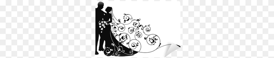 Bride And Groom Background Pattern Silhouette Wall Woo A Wife Book, Graphics, Art, Floral Design, Wedding Png
