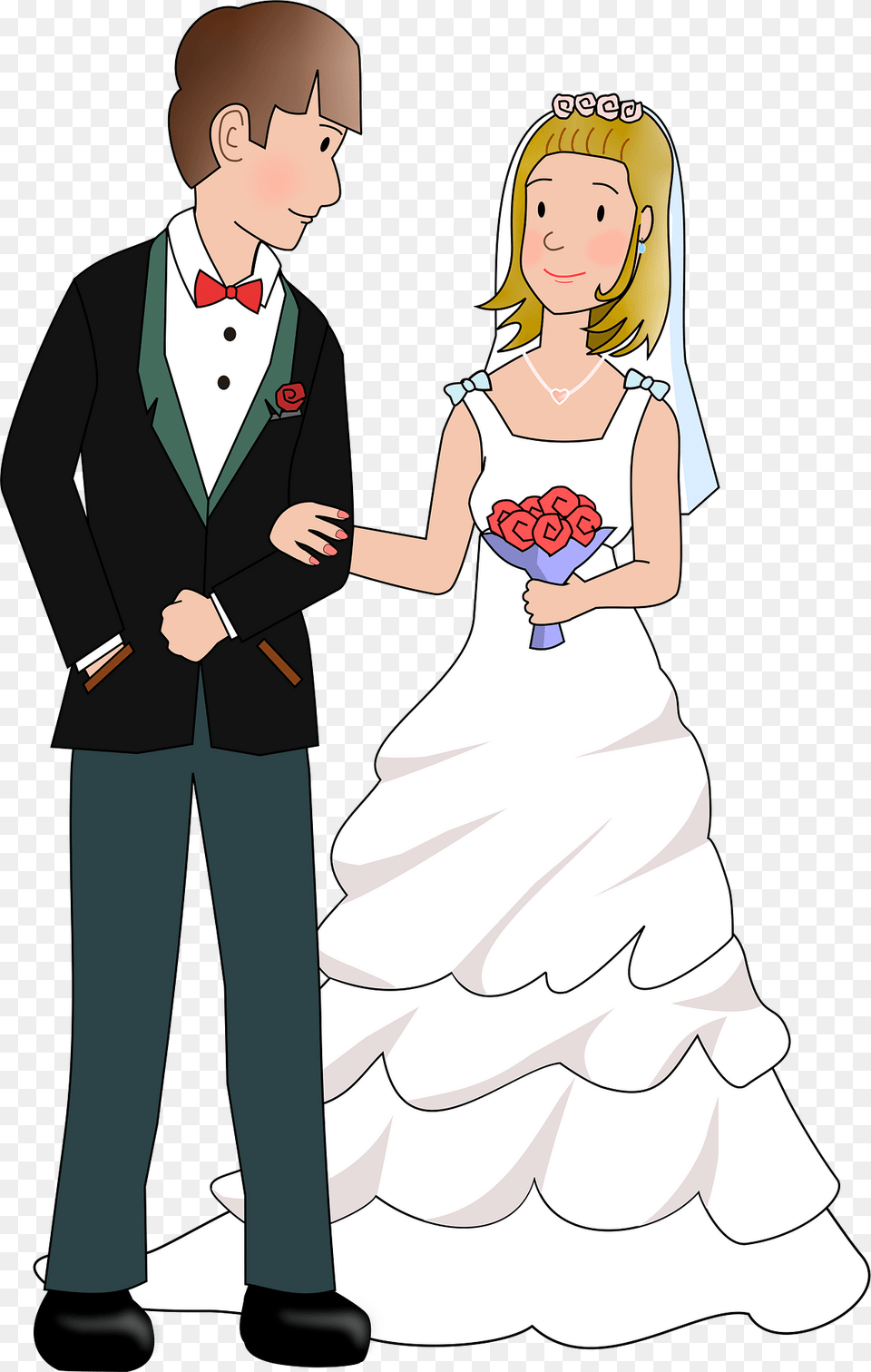 Bride And Groom Clipart, Formal Wear, Suit, Clothing, Dress Png Image
