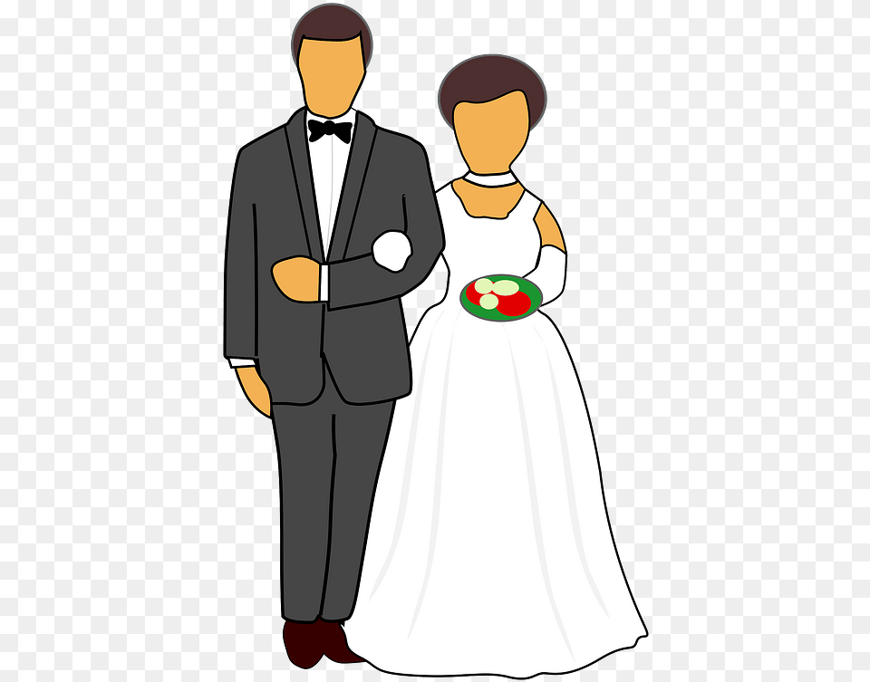 Bride And Groom Clipart, Suit, Clothing, Dress, Formal Wear Png Image