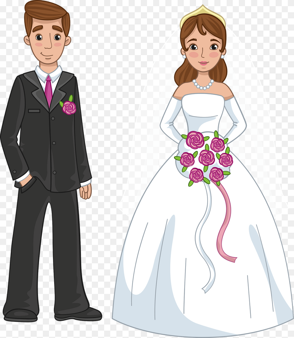 Bride And Groom Clipart, Gown, Formal Wear, Fashion, Suit Free Transparent Png