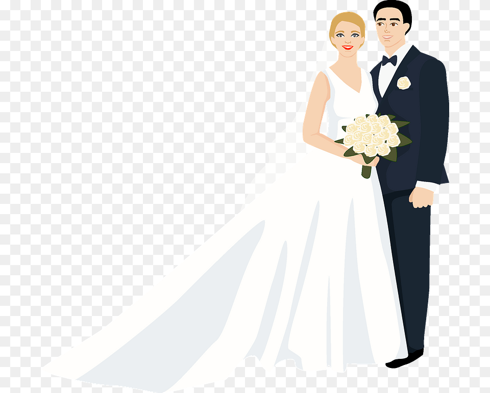 Bride And Groom Clipart Bride, Formal Wear, Flower Arrangement, Flower, Gown Free Png