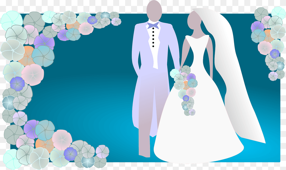 Bride And Groom Illustration With Bubble Border Clipart, Dress, Wedding Gown, Wedding, Gown Png Image