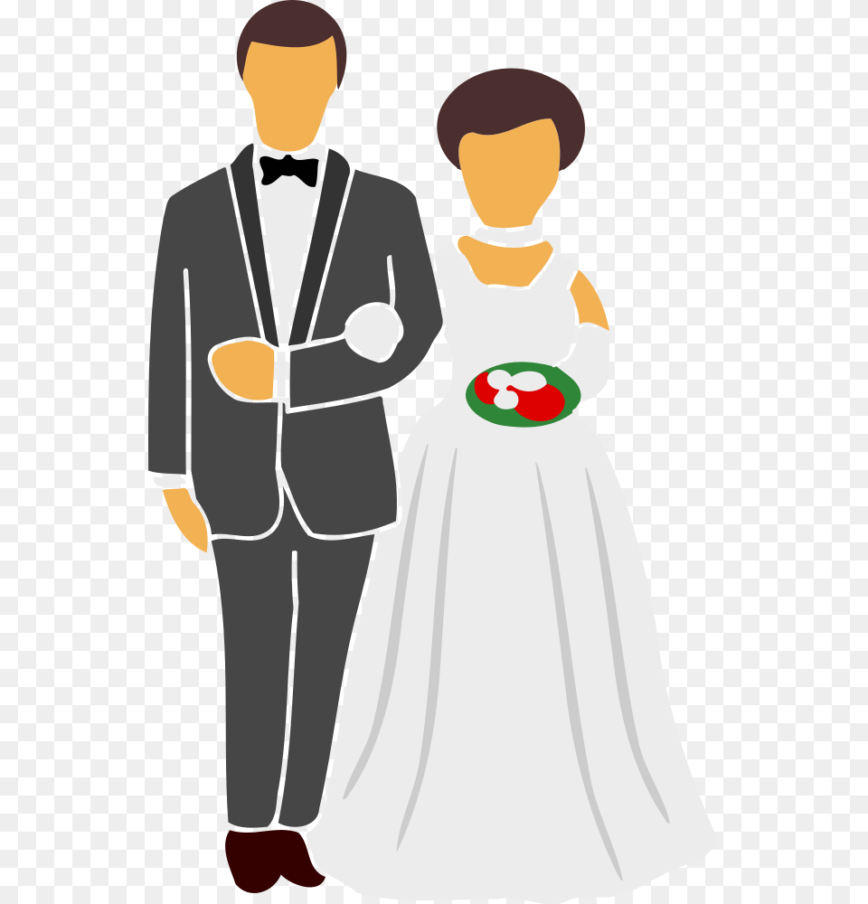 Bride And Groom People Getting Married Clipart, Dress, Formal Wear, Suit, Clothing Free Png