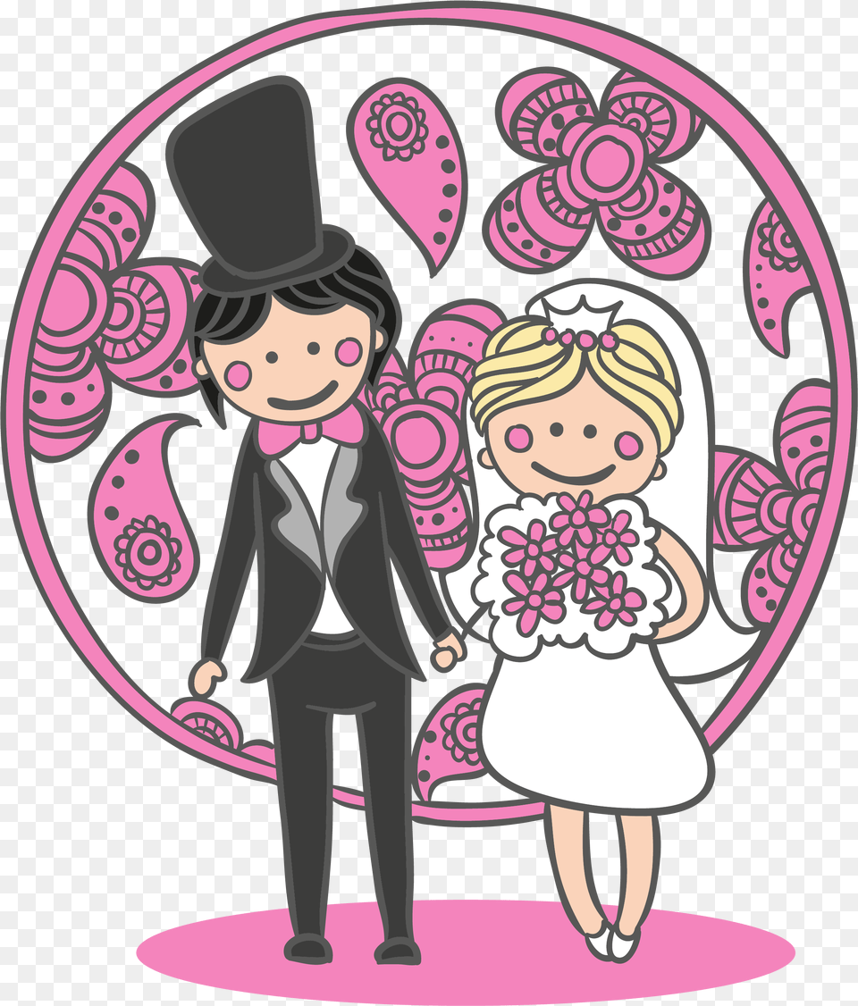 Bride And Groom Silhouette Cartoon Bride And Groom, Book, Comics, Publication, Baby Free Png
