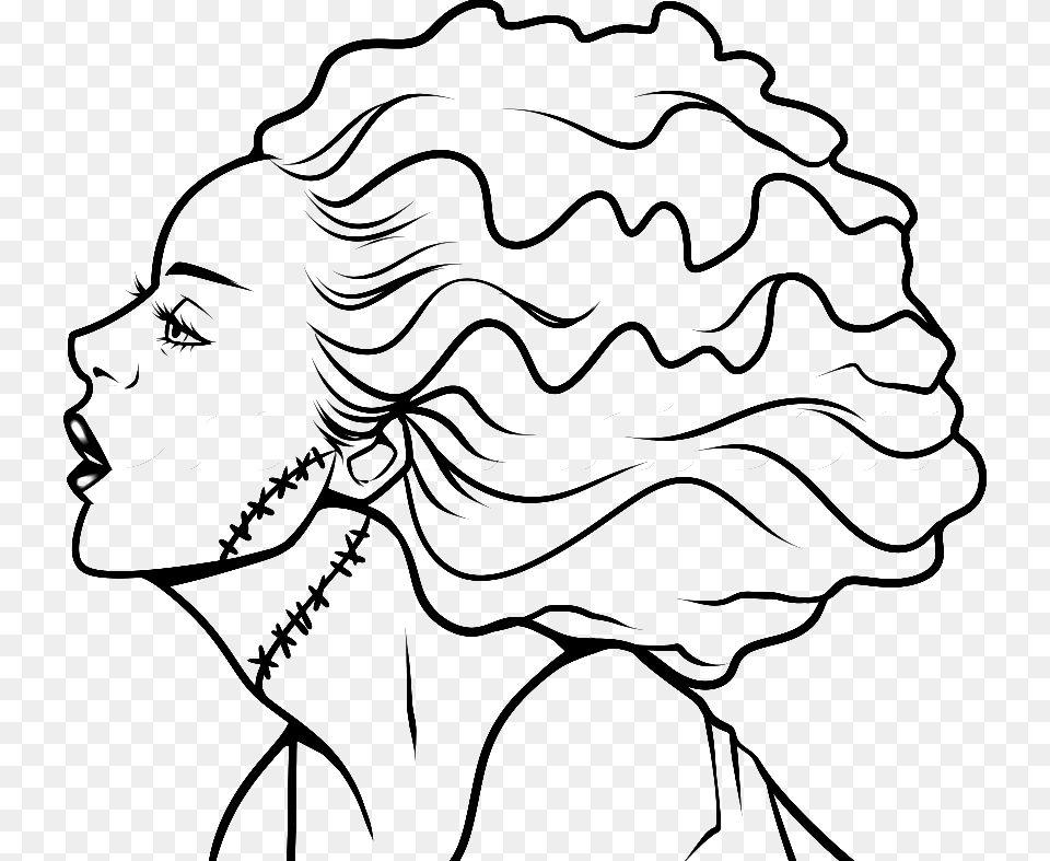 Bride Of Frankenstein No Bg By Dawnieda On Clipart Bride Of Frankenstein Outline, Lighting, Gray Png Image