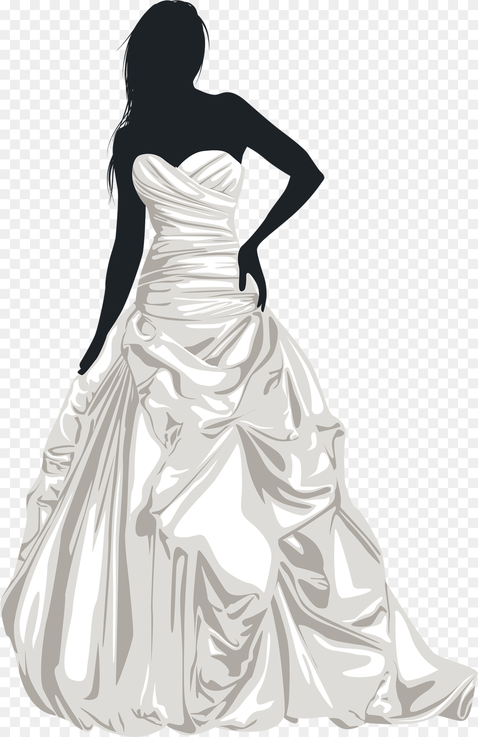 Bride Silhouette Clip Art Wedding Dressed Clipart, Formal Wear, Wedding Gown, Clothing, Dress Free Png
