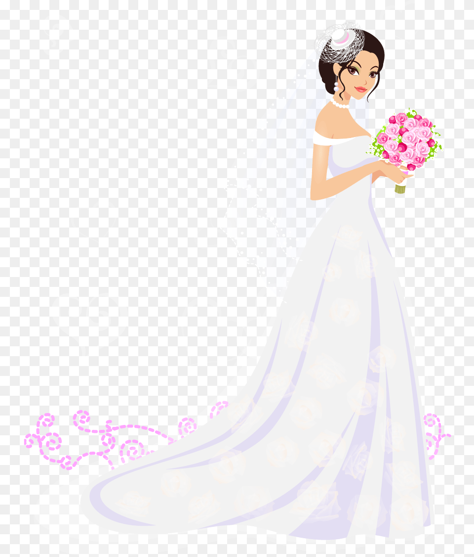 Bride Transparent Images Flower Dress Wedding, Flower Bouquet, Formal Wear, Flower Arrangement, Plant Free Png