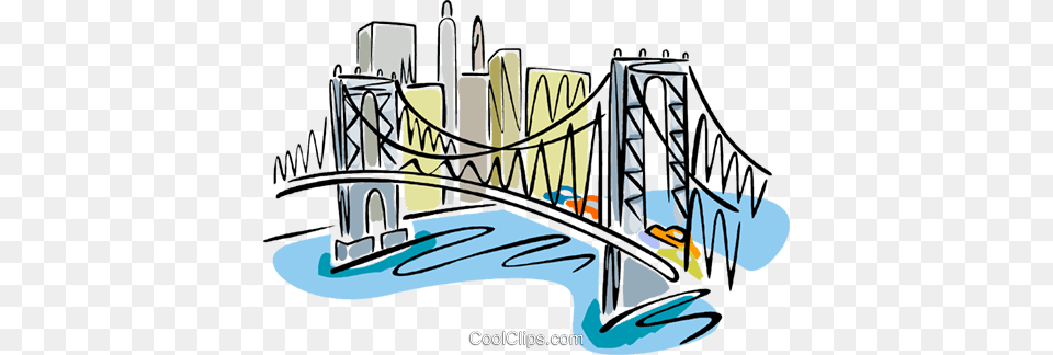 Bridge With A Cityscape Royalty Vector Clip Art Illustration, Arch, Arch Bridge, Architecture, Bulldozer Free Png