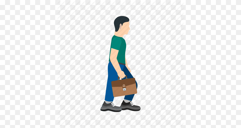 Briefcase Business Corporate Holding Job Walk Walking Icon, Bag, Adult, Male, Man Free Png