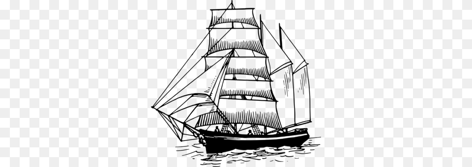 Brigantine Sailing Ship Ship Of The Line, Gray Free Png