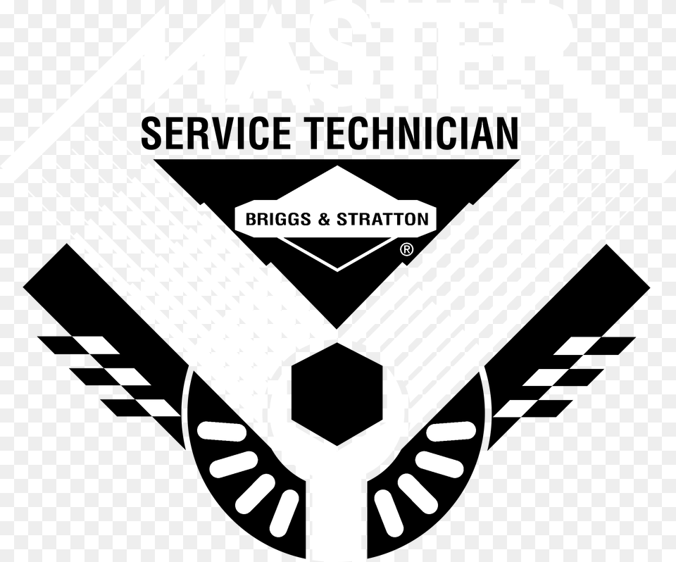 Briggs Stratton Master Logo Black And White Master Service Technician, Emblem, Symbol, Advertisement, Poster Free Png
