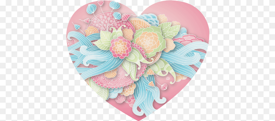 Bright Blue Green Pink Yellow Flowers Heart Shaped Mousepad Id Girly, Pattern Png