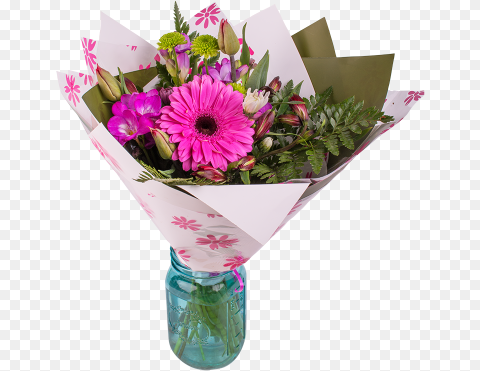 Bright Bold Vivid Stimulating Hand Tied Flower Bouquet Bouquet, Flower Arrangement, Flower Bouquet, Plant, Jar Png Image