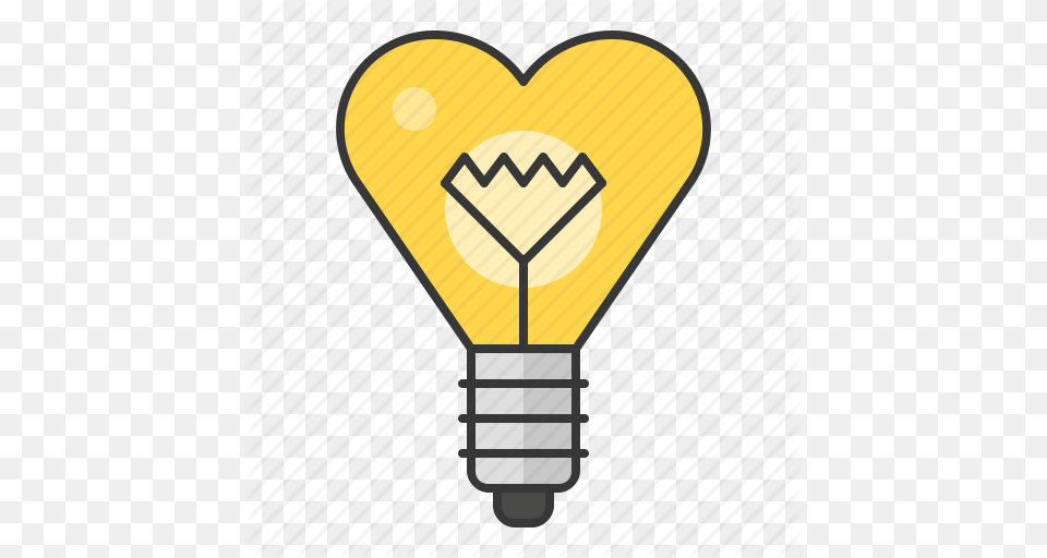 Bright Bulb Electric Heart Heart Bulb Light Lightbulb Icon Png