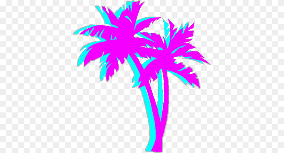 Bright Colorful Neon Aesthetic Tumblr Vaporwave, Palm Tree, Plant, Tree, Person Free Png