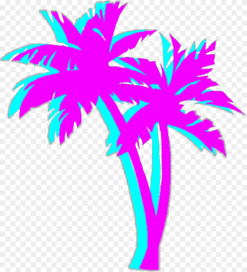 Bright Colorful Neon Aesthetic Tumblr Vaporwave Vaporwave Palm Tree Transparent Background, Palm Tree, Plant, Person, Leaf Free Png Download