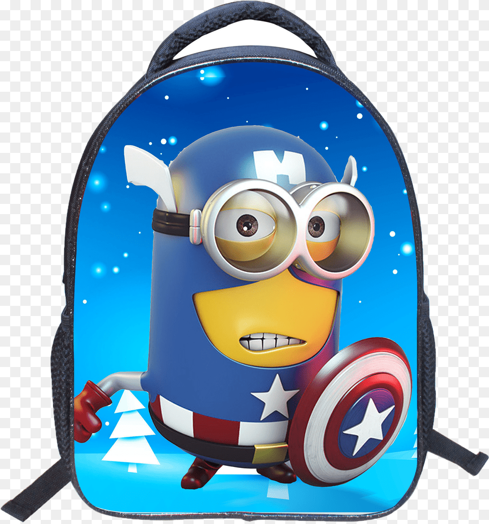 Bright Colors Characters Cartoons Minion Captain America, Backpack, Bag, Machine, Wheel Free Png Download