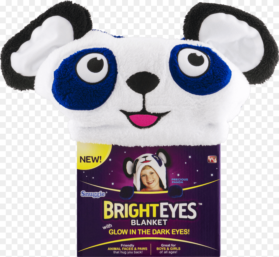 Bright Eyes Blanket By Snuggie Blue Panda, Advertisement, Plush, Toy, Poster Png Image