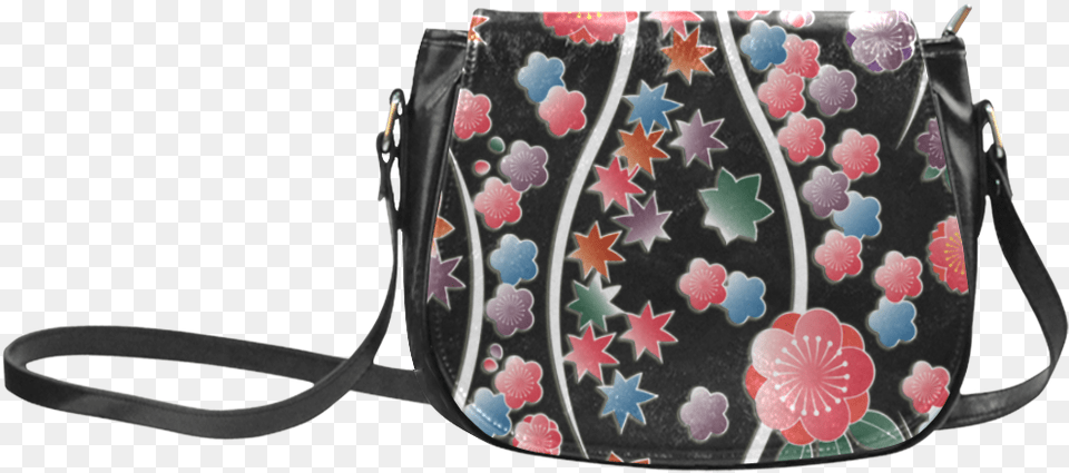 Bright Flowers And Leaves On Black Background Striking Trick R Treat Sam Purse, Accessories, Bag, Handbag Free Transparent Png