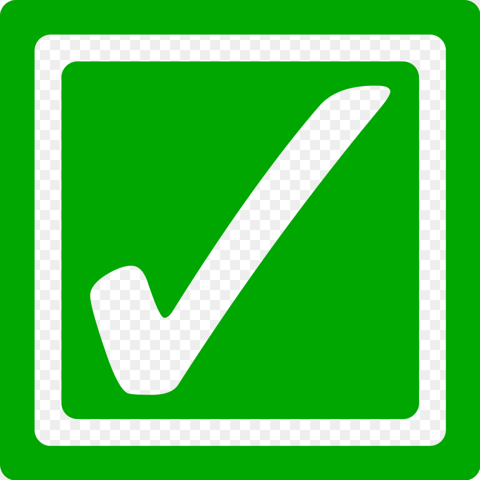 Bright Green Checkbox Checked, Sign, Symbol, Smoke Pipe, Road Sign Free Transparent Png