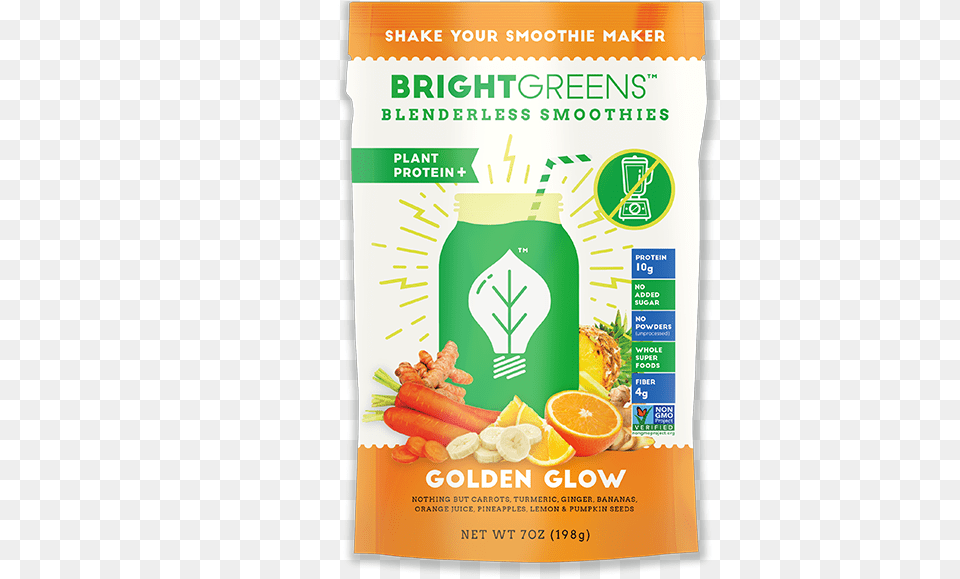 Bright Greens Green Smoothie Shake Ups Natural Foods, Advertisement, Poster, Plant, Orange Free Png