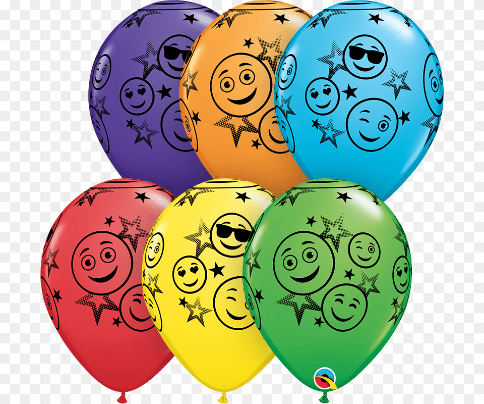 Bright Rainbow 50 Count Smiley Stars Latex Balloons Balloon Png