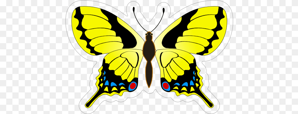 Bright Yellow Butterfly Sticker Papillon Insecte, Symbol, Animal, Insect, Invertebrate Free Png Download