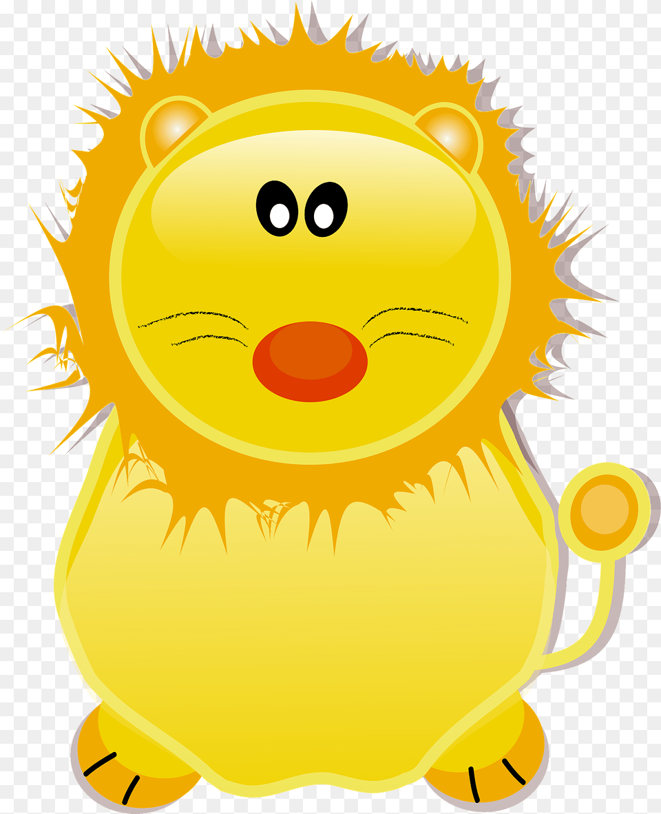 Bright Yellow Lion With A Red Nose Clipart, Plush, Toy, Face, Head Png