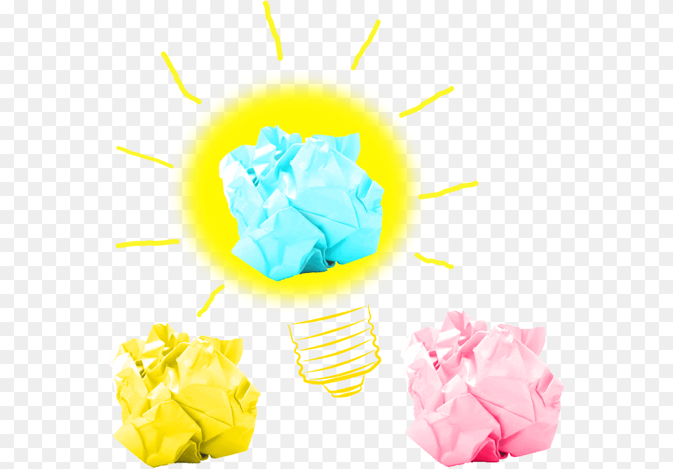 Brilliant Ideas Yellow Pink Blue Crumbled Paper Bulb Rose, Light, Flower, Plant, Towel Free Png Download