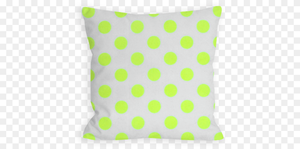 Brilliant Polka Dot White And Neon Yellow Pillow Cushion, Home Decor, Pattern, Diaper Free Png Download