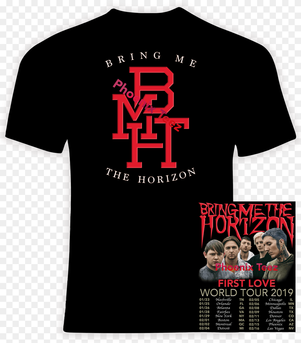 Bring Me The Horizon 2019 U0027first Love World Tour Phoenix Tees Moody Blues T Shirts, T-shirt, Clothing, Shirt, Advertisement Png Image