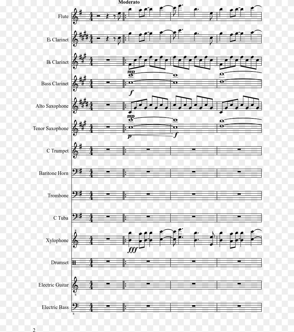 Bring Me To Life Band Style Sheet Music 2 Of 30 Pages Welcome To The Black Parade Clarinet, Gray Free Png