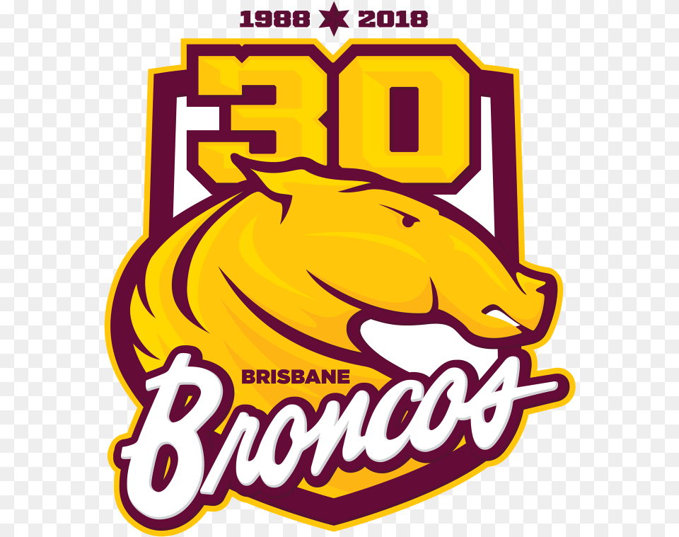 Brisbane Broncos 30 Years Logo Third Sports Design, Advertisement, Poster, Dynamite, Weapon Free Transparent Png
