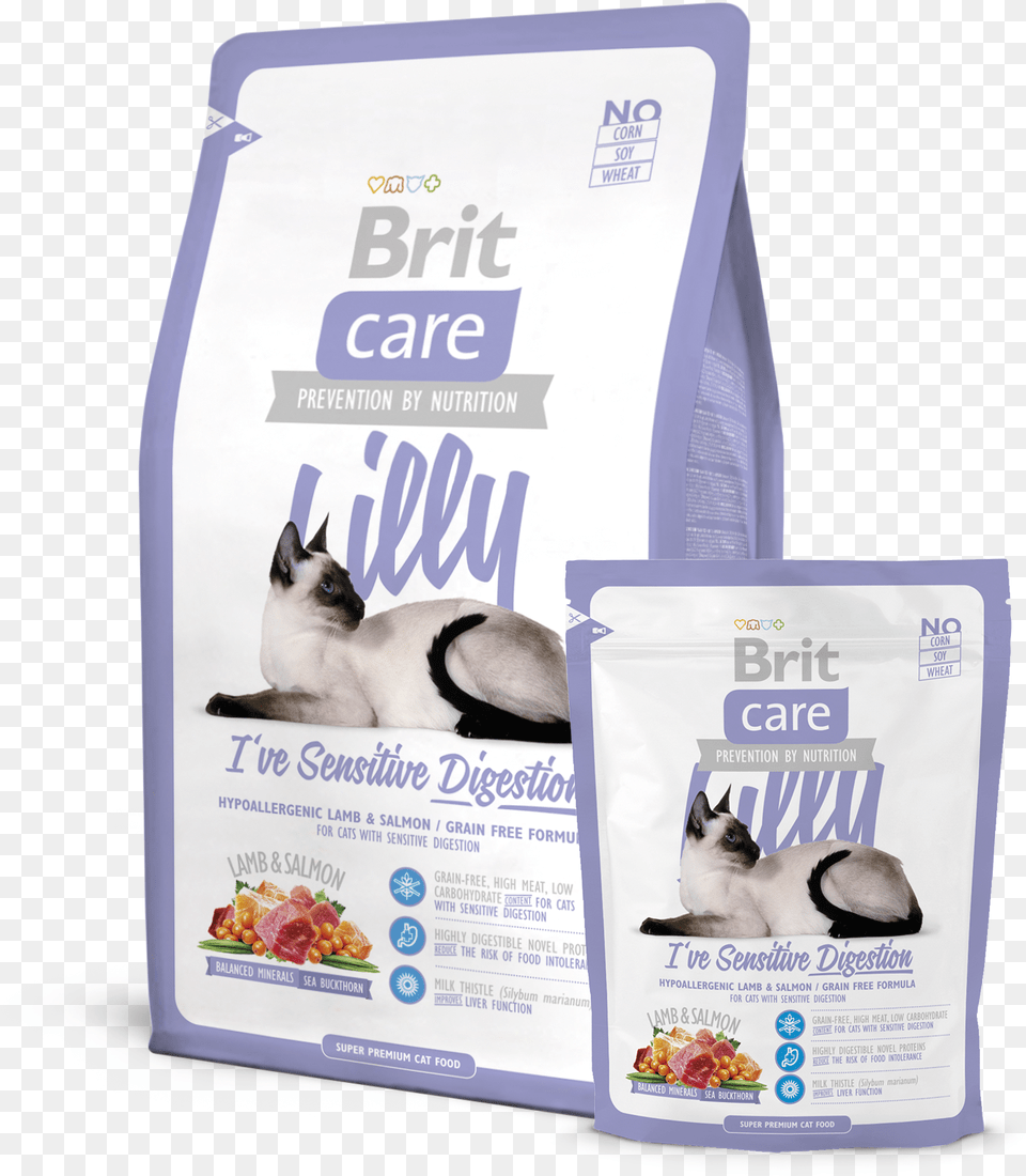 Brit Care Cat Lilly I Ve Sensitive Digestion Brit Care Grain Cat, Advertisement, Animal, Mammal, Pet Free Png