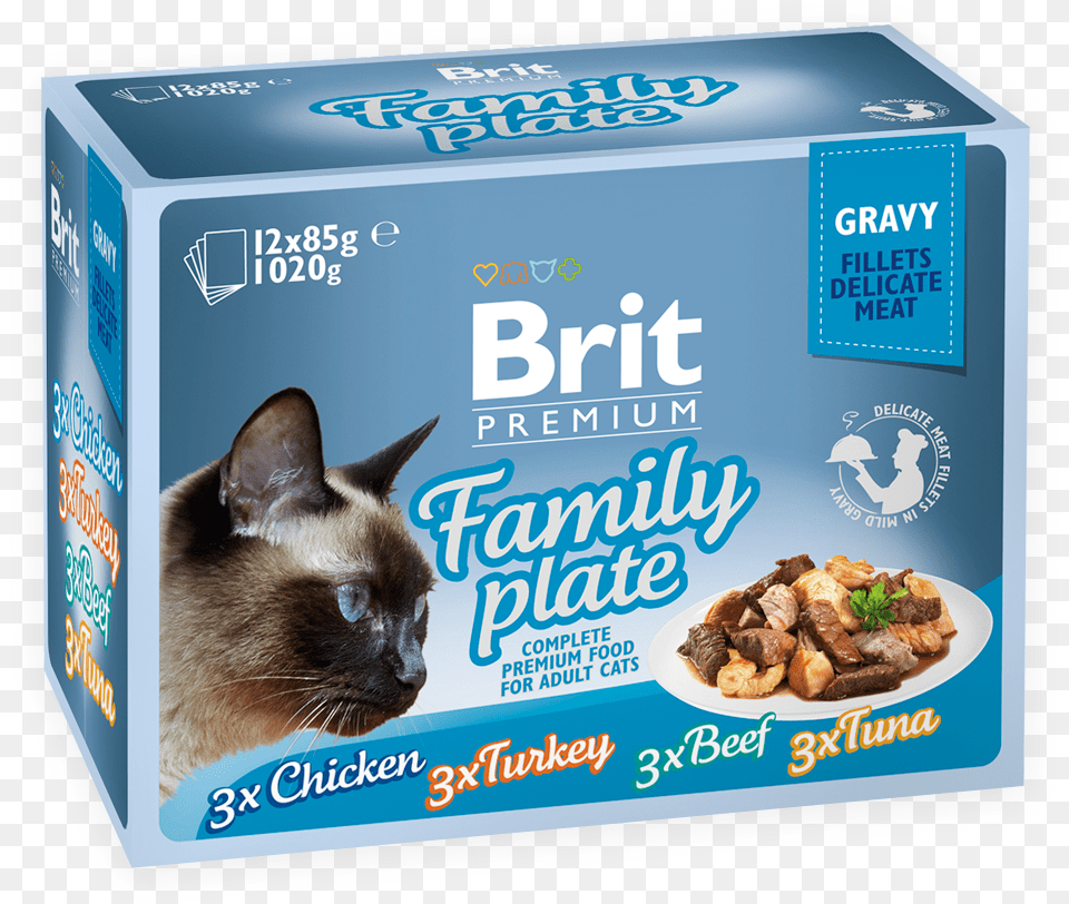 Brit Premium Cat Pouch Family Plate Gravy Brit Care Cat Wet Food, Box, Animal, Mammal, Pet Free Png