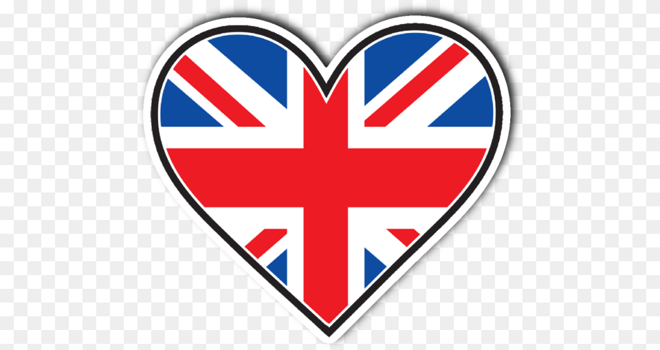 British Flag Union Jack Heart Vinyl Die Cut Sticker England In Heart, First Aid, Logo Free Png