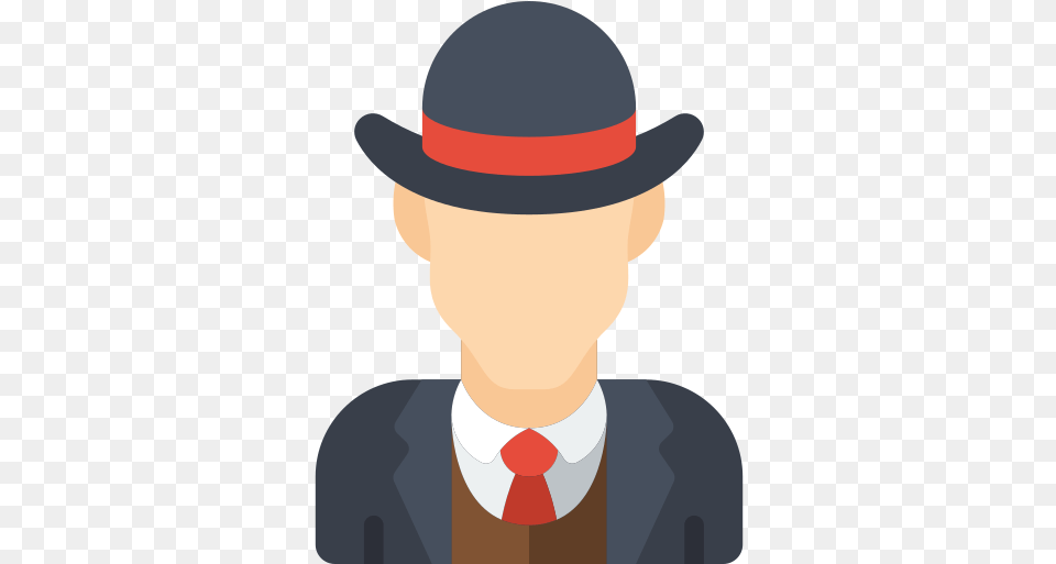 British Free People Icons English Man Icon Transparent, Accessories, Tie, Hat, Formal Wear Png Image