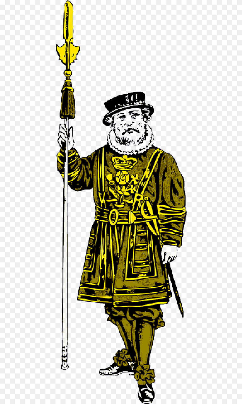 British Guard Clip Art Beefeater Black And White, Adult, Male, Man, Person Free Png