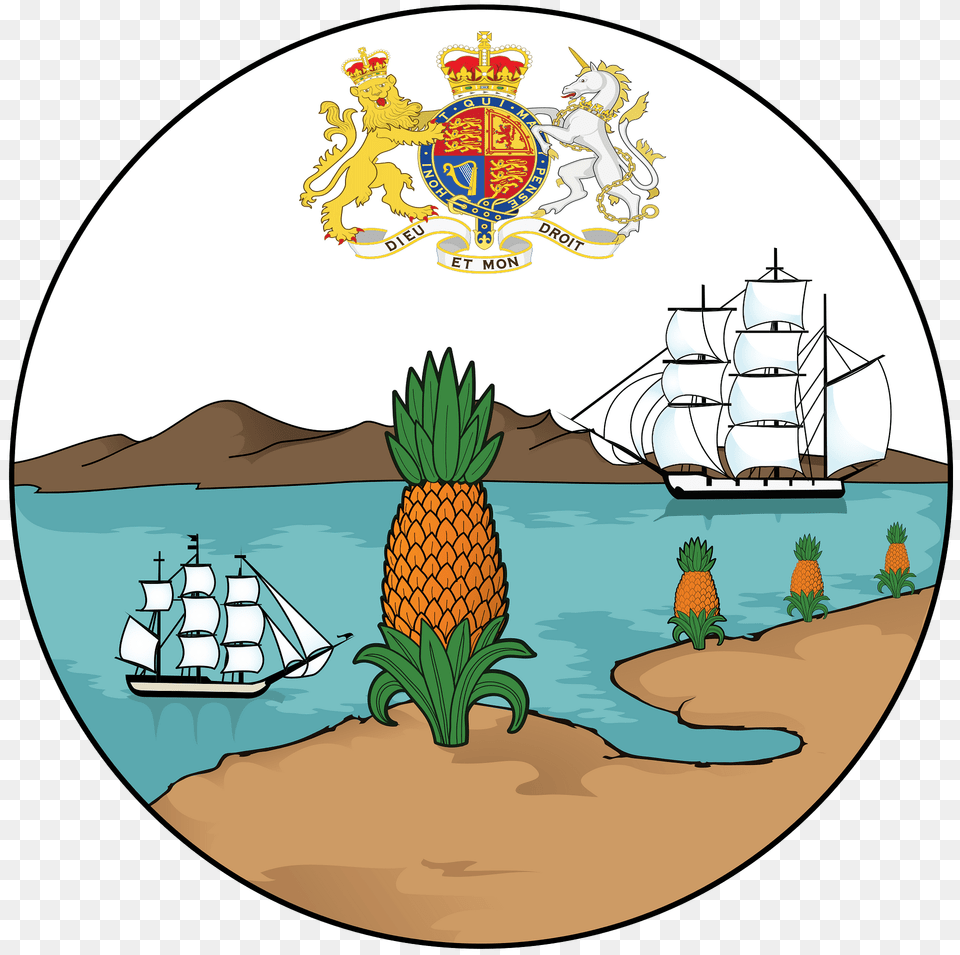 British Leeward Islands Coat 1871 1956 Clipart, Food, Fruit, Pineapple, Plant Png