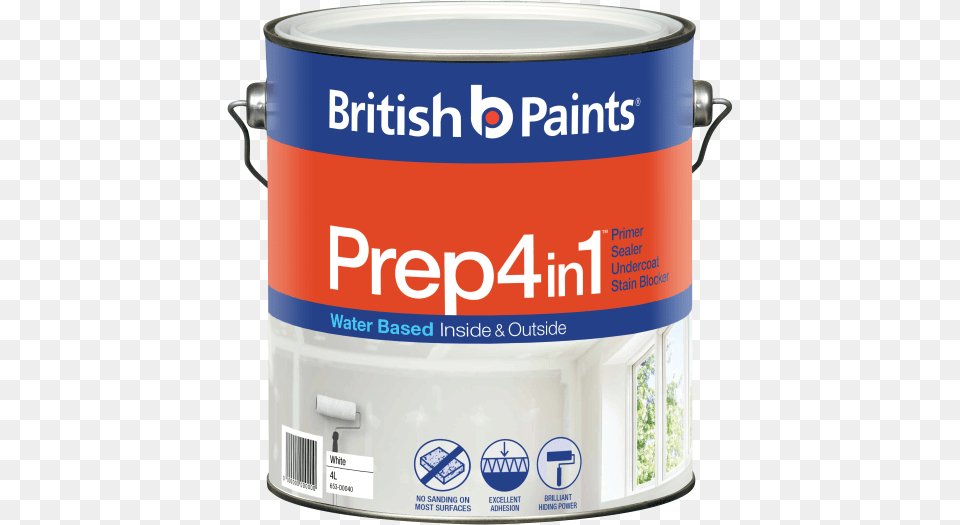 British Paints Prep 4 In 1 Water Based Is A Multi Purpose British Paints Prep 4 In 1 Review, Paint Container, Can, Tin Free Transparent Png